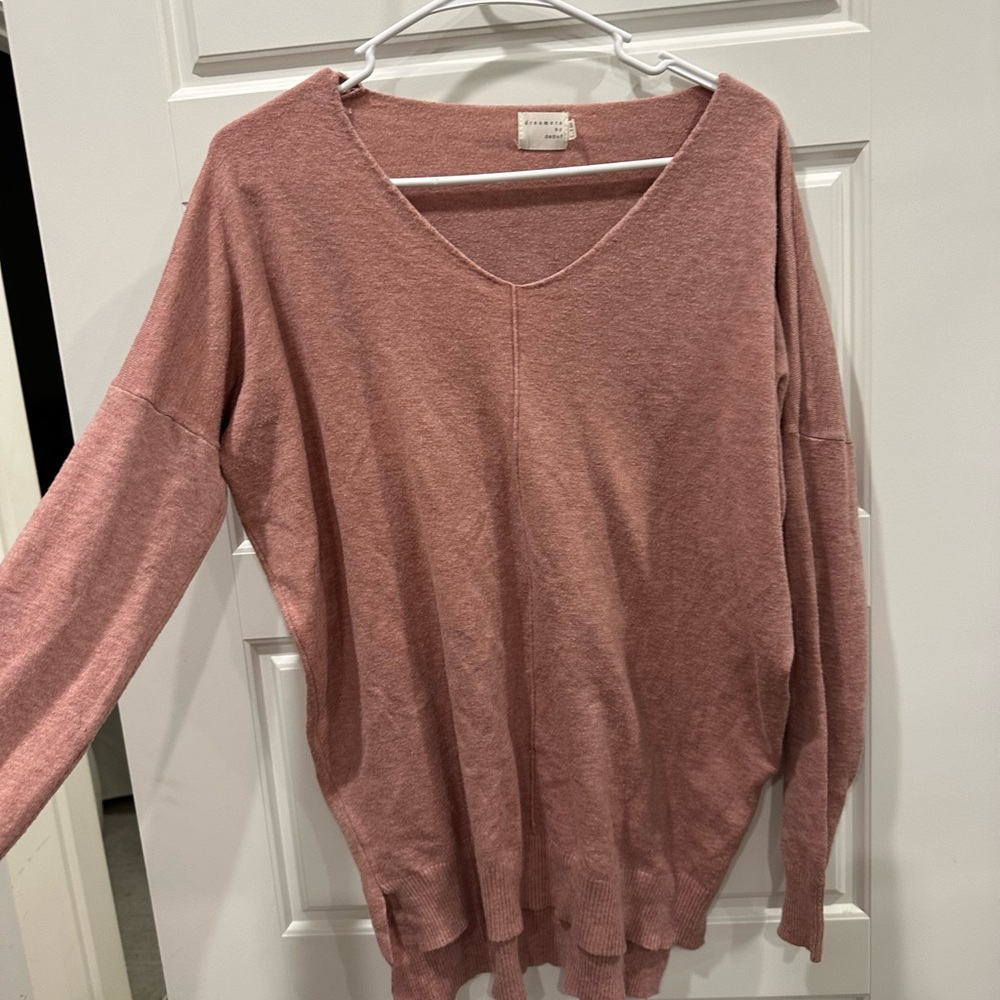Women's Pink V-Neck Sweater Cardigan
